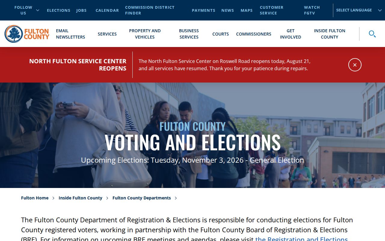 Fulton County Registration and Elections services for East Point voter records