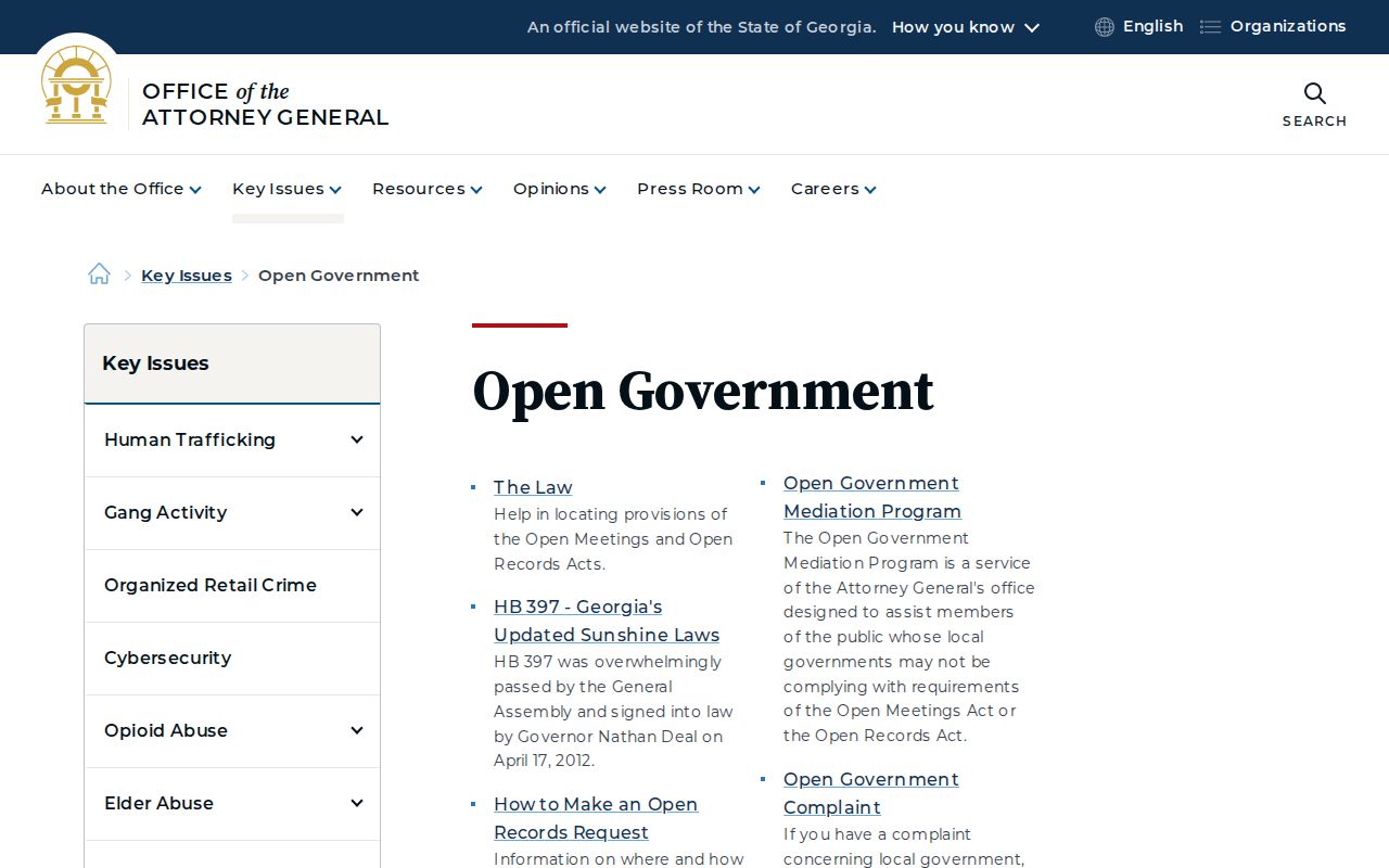 Georgia open government guidance for East Point neighborhood records